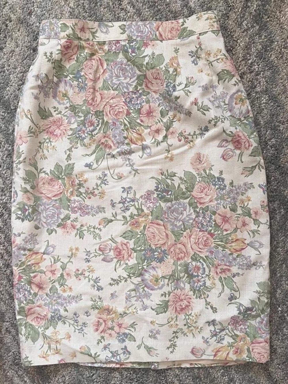 Floral Pencil Skirt in Cream and Pastel Print by Joan Leslie